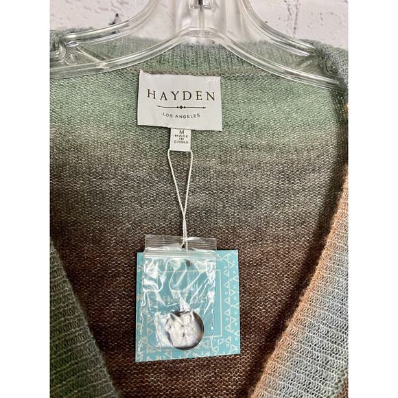 NWT‎ Women's M Hayden Los Angeles Brown Orange Green Ombre Sweater Cardigan - Picture 5 of 7